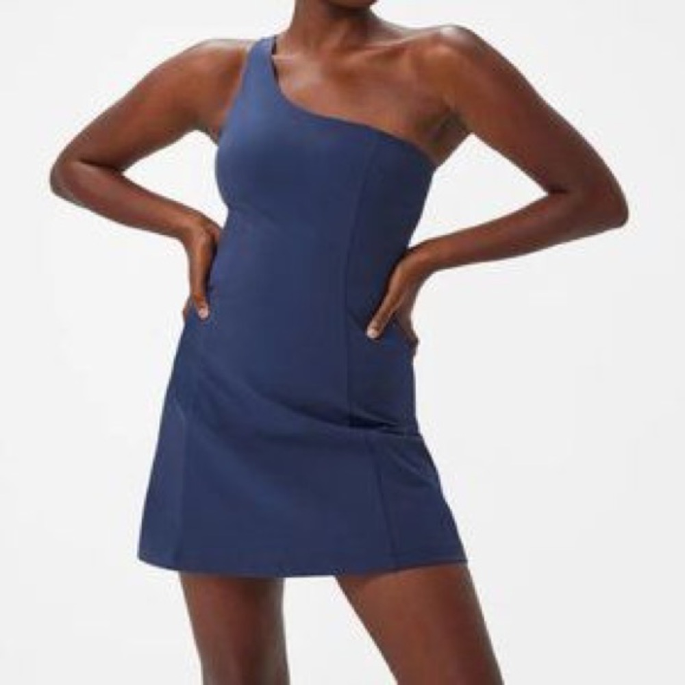 Outdoor Voices One Shoulder Exercise Dress Dark Sky